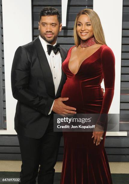 Professional football player Russell Wilson and singer Ciara arrive at the 2017 Vanity Fair Oscar Party Hosted By Graydon Carter at Wallis Annenberg...