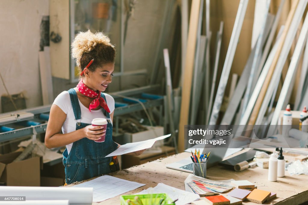 Latina Carpenter In Her Workshop