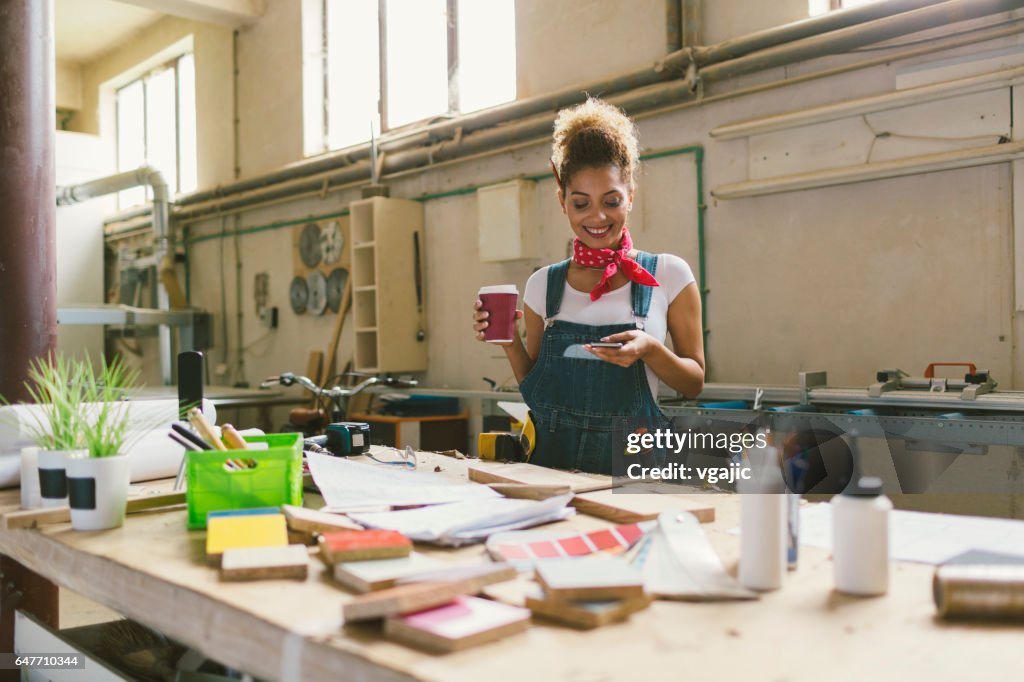 Latina Carpenter In Her Workshop