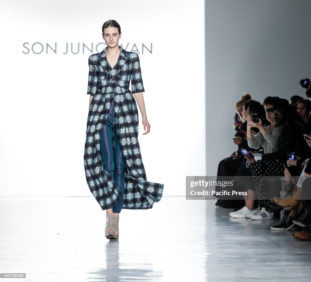 A model walks runway for Son Jung Wan Fall/Winter 2017...