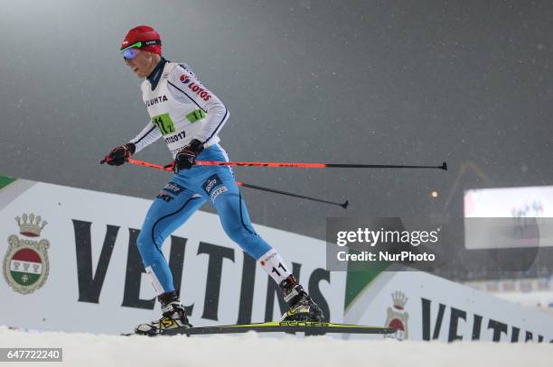 Pawel Slowiok of Poland competes in the Men's Nordic Combined HS130 Ski Jumping / 2 x 7.5km Team Sprint Cross Country during the FIS Nordic World Ski...