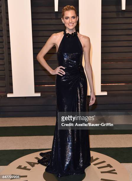 Actress Allison Williams arrives at the 2017 Vanity Fair Oscar Party Hosted By Graydon Carter at Wallis Annenberg Center for the Performing Arts on...