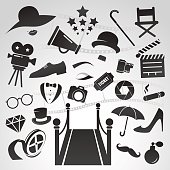 Hollywood vector icon set.