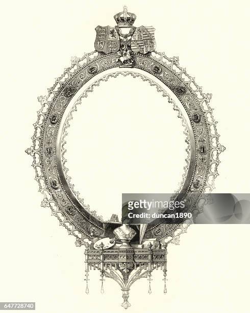 ornate victorian style royal frame - victorian frame stock illustrations
