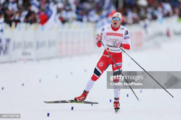 Finn Haagen Krogh , competes during the men's cross-country 4x10 km relay event of the 2017 FIS Nordic World Ski Championships in Lahti, Finland, on...