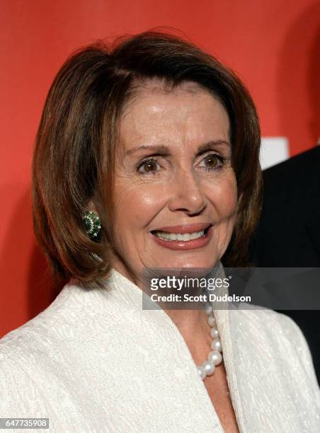 Politician Nancy Pelosi attends the 2017 MusiCares Person of the Year red carpet on February 10, 2017 in Los Angeles, California.