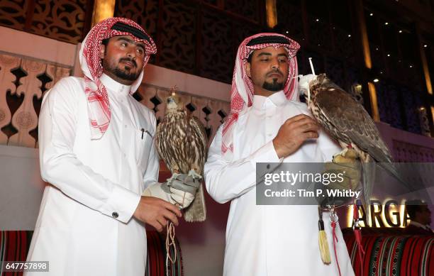 General view of Falcons handlers at the Opening Night event on day one of Qumra, the third edition of the industry event by the Doha Film Institute...