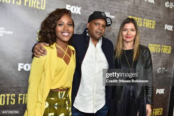 DeWanda Wise, Reggie Bythewood, and Jill Hennessy attend 'Shots Fired' Atlanta screening at National Center for Civil and Human Rights on March 2,...