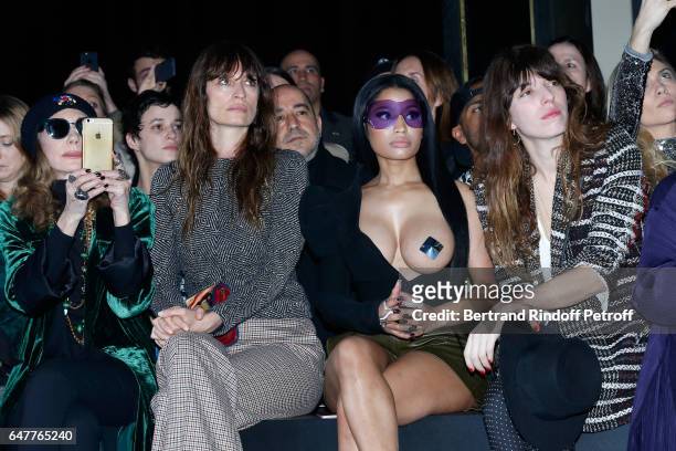 Marisa Berenson, Caroline de Maigret, Nicki Minaj and Lou Doillon attend the Haider Ackermann show as part of the Paris Fashion Week Womenswear...