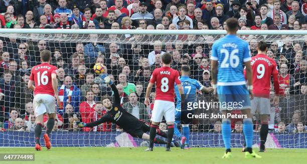 Joshua King of AFC Bournemouth scores their first goal during the Premier League match between Manchester United and AFC Bournemouth at Old Trafford...