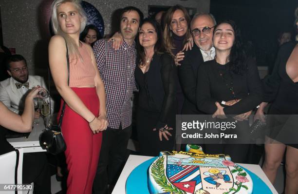 Lara Coppola, Nayib Estefan, Lili Estefan, Emilio Estefan, Gloria Estefan and Emily Estefan celebrate Emilio's birthday during grand opening of the...