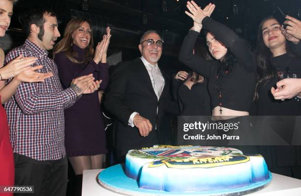 Lara Coppola, Nayib Estefan, Lili Estefan, Emilio Estefan, Gloria Estefan and Emily Estefan celebrate Emilio's birthday during grand opening of the...