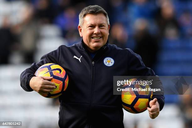 Craig Shakespeare, caretaker manager of Leicester City looks on during the warm up prior to the Premier League match between Leicester City and Hull...