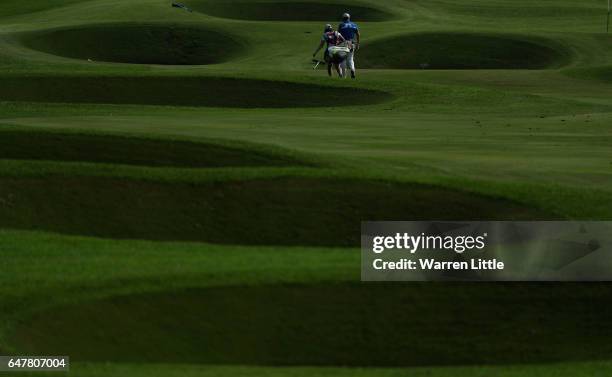 Jamie Donaldson of Wales walks up to the 18th green during the third round of the Tshwane Open at Pretoria Country Club on March 4, 2017 in Pretoria,...