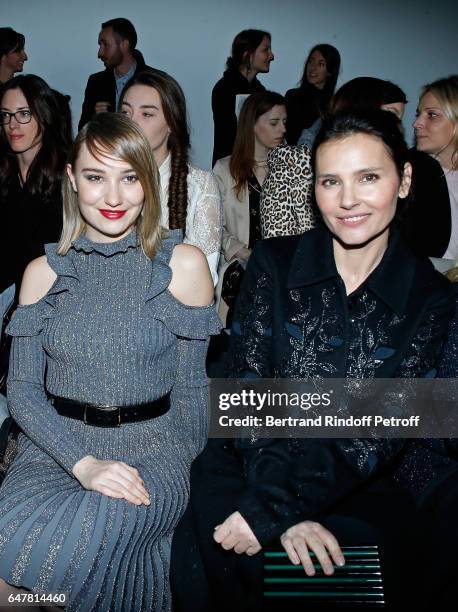 Deborah Francois and Virginie Ledoyen attend the Elie Saab show as part of the Paris Fashion Week Womenswear Fall/Winter 2017/2018 on March 4, 2017...