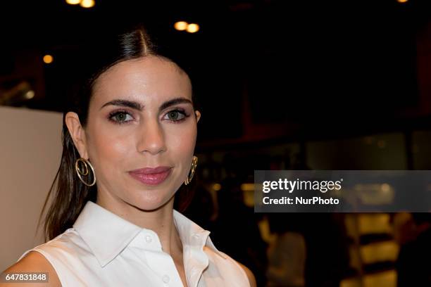 The model Melissa Jimenez attends the presentation of the shoe firm LUMBERJACK at MOMAD Shoes in Madrid Spain. March 4, 2017