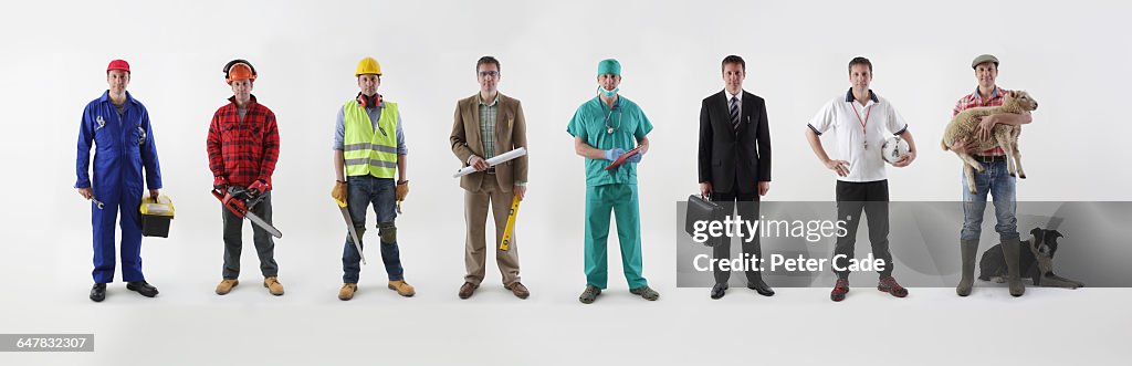 Line up of different occupations