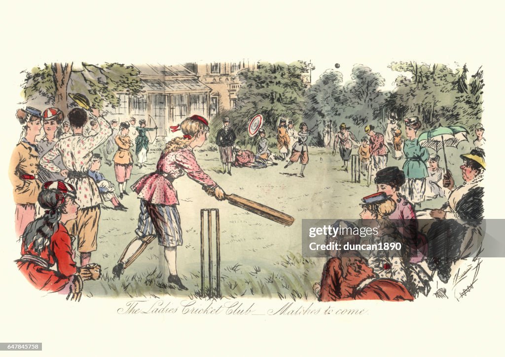 Victoriaanse dames cricket match, 1869