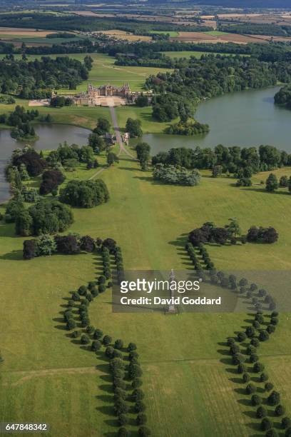 An aerial view of Blenheim Palace, birthplace of Sir Winston Churchill on July 7 2009. The English Baroque style Palace is located among 2000 acres...
