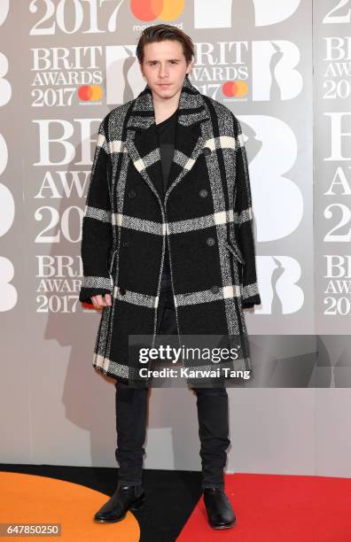 Brooklyn Beckham attends The BRIT Awards 2017 at The O2 Arena on February 22, 2017 in London, England.