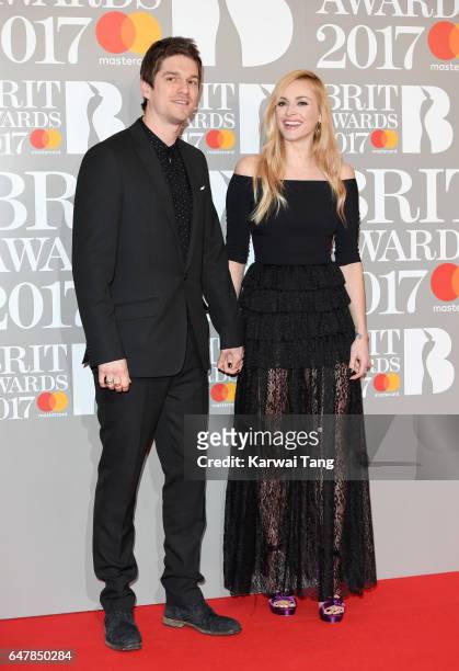 Fearne Cotton and Jesse Wood attend The BRIT Awards 2017 at The O2 Arena on February 22, 2017 in London, England.