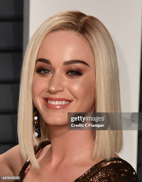 Katy Perry attends the 2017 Vanity Fair Oscar Party hosted by Graydon Carter at Wallis Annenberg Center for the Performing Arts on February 26, 2017...