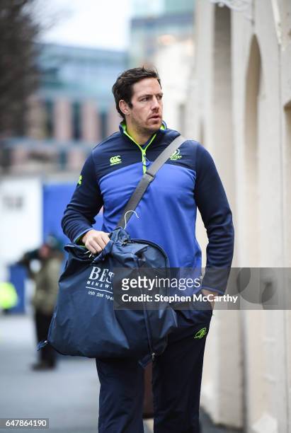 Dublin , Ireland - 4 March 2017; Mike McCarthy of Leinster arrives prior to the Guinness PRO12 Round 17 match between Leinster and Scarlets at the...