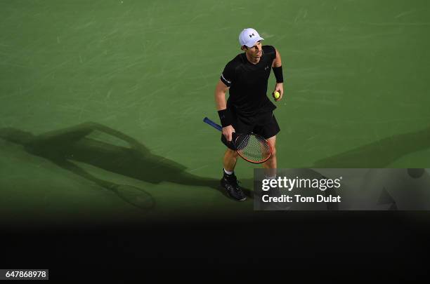 Andy Murray of Great Britain during his final match against Fernando Verdasco of Spain on day seven of the ATP Dubai Duty Free Tennis Championship on...