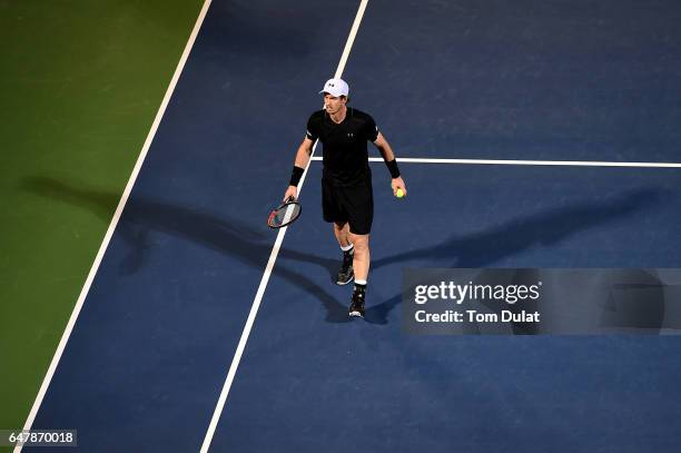 Andy Murray of Great Britain during his final match against Fernando Verdasco of Spain on day seven of the ATP Dubai Duty Free Tennis Championship on...