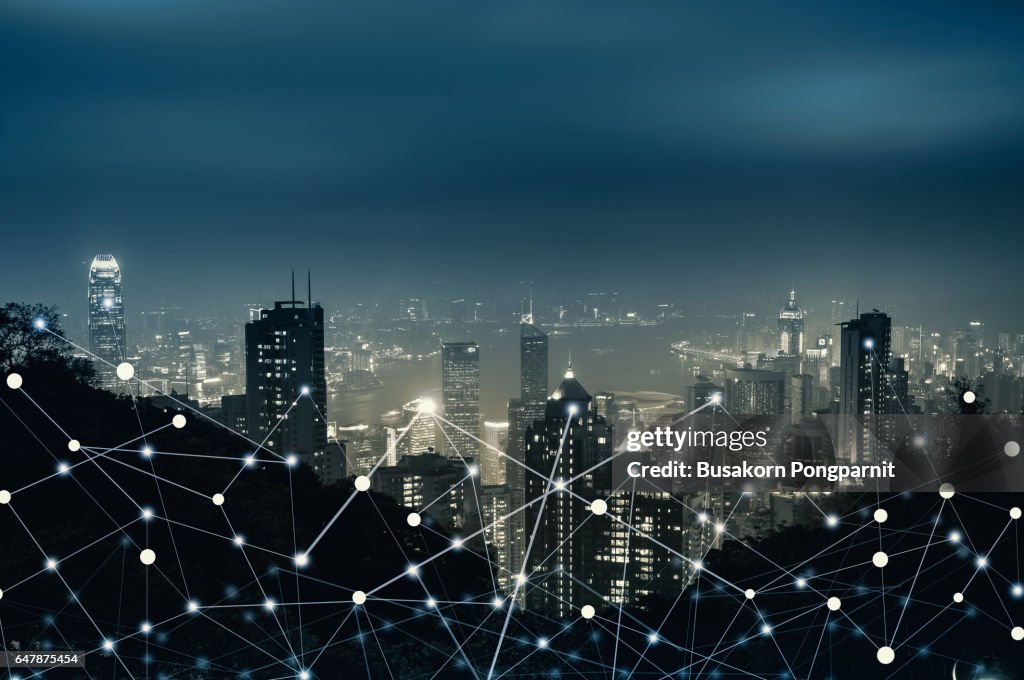 Network City Digital Connection Technology Concept