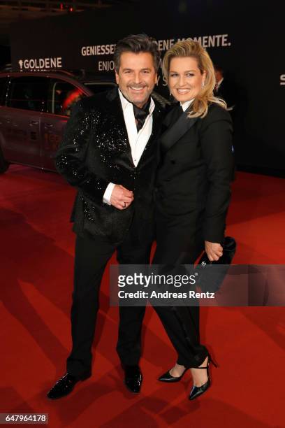 Thomas Anders and Claudia Anders arrive for the Goldene Kamera on March 4, 2017 in Hamburg, Germany.