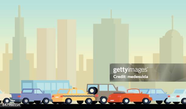 cars - traffic jam lots of trucks stock illustrations