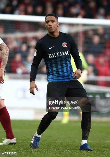 Ezri Konsa Ngoyo of Charlton Athletic in action during the Sky Bet League One match between Northampton Town and Charlton Athletic at Sixfields on...
