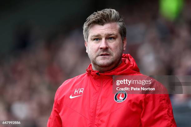 Chrlton Athletic manager Karl Robinson looks on during the Sky Bet League One match betweenNorthampton Town and Charlton Athletic at Sixfields on...