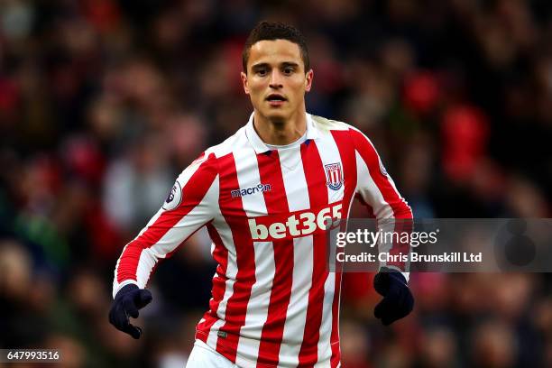 Ibrahim Afellay of Stoke looks on during the Premier League match between Stoke City and Middlesbrough at Bet365 Stadium on March 4, 2017 in Stoke on...