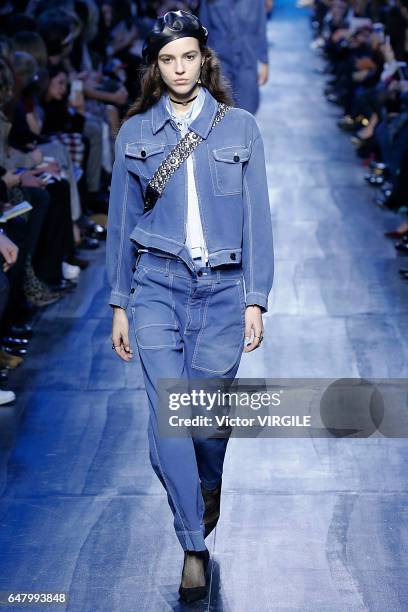 Model walks the runway during the Christian Dior Ready to Wear fashion show as part of the Paris Fashion Week Womenswear Fall/Winter 2017/2018 on...