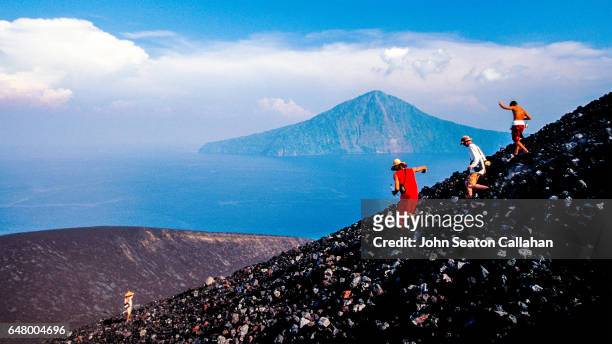 descending krakatoa volcano - krakatau island stock pictures, royalty-free photos & images