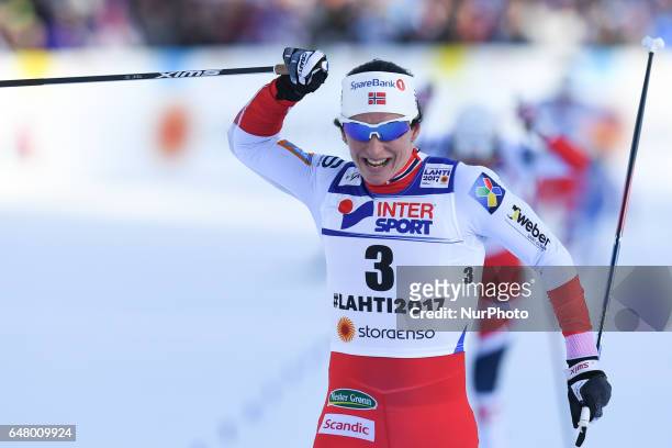 Marit Bjoergen wins her Fourth Gold Medal ahead of her Norway team-mates, Heidi Weng, Astrid Uhrenholdt Jacobsen and Ragnhild Hagaall from Norway,...