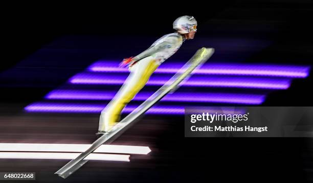 Daniel Andre Tande of Norway competes during the Men's Team Ski Jumping HS130 at the FIS Nordic World Ski Championships on March 4, 2017 in Lahti,...