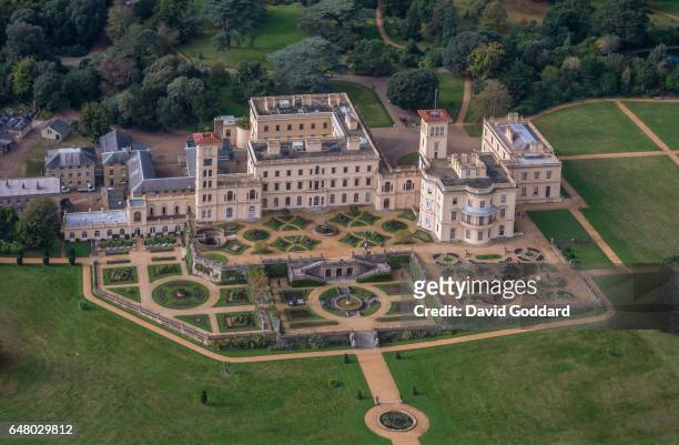 Aerial view of Osborne house on October 10, 2011. Located on the northern tip of the Isle of Wight, East of Cowes lies the former royal residence of...