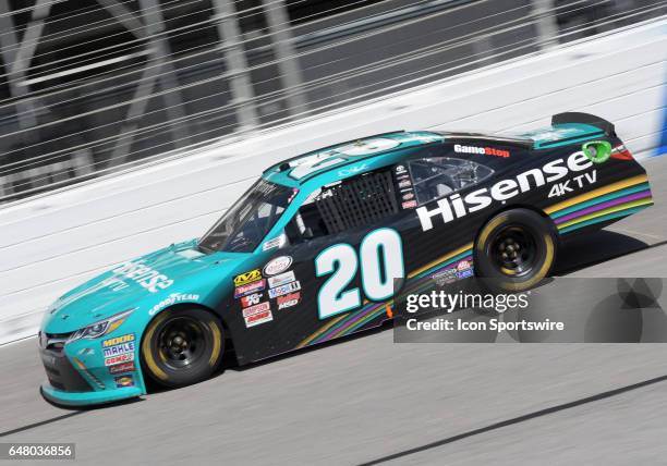 Denny Hamlin Joe Gibbs Racing Hisense Toyota Camry racing during the Xfinity Series Rinnai 250 on March 04 at Atlanta Motor Speedway in Hampton, Ga....