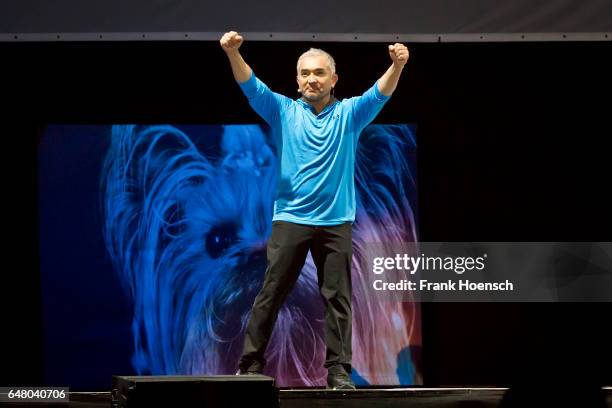 American dog trainer Cesar Millan performs live during his show at the Max-Schmeling-Halle on March 4, 2017 in Berlin, Germany.