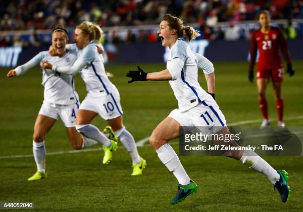 Ellen White of England reacts to her goal against the USA during the 2017 SheBelieves Cup at Red Bull Arena on March 4, 2017 in Harrison, New Jersey.