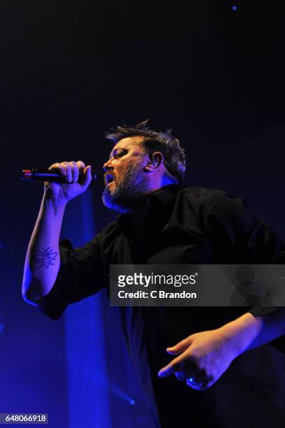 Guy Garvey of Elbow performs on stage at the Hammersmith Apollo on March 4, 2017 in London, United Kingdom.