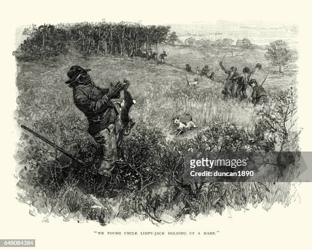 african american man caught poaching hare in the southern usa - the runaways stock illustrations