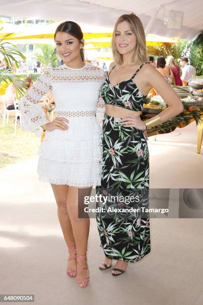 Clarissa Molina and Daniela di Giacomo are seen at the Veuve Clicquot Third Annual Clicquot Carnaval Supporting The Perez Art Museum Miami at Museum...