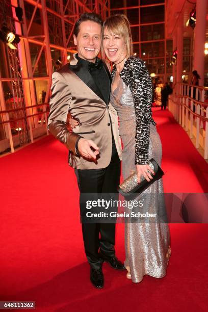 Roman Knizka and his wife Stefanie Mensing during the Goldene Kamera reception at Messe Hamburg on March 4, 2017 in Hamburg, Germany.