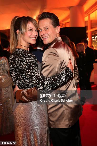 Roman Knizka and his wife Stefanie Mensing during the Goldene Kamera reception at Messe Hamburg on March 4, 2017 in Hamburg, Germany.