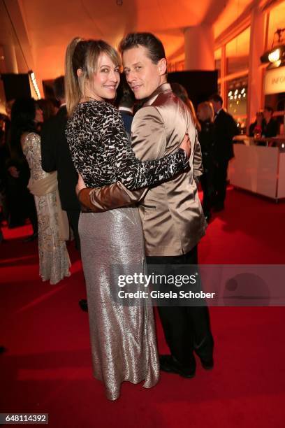 Roman Knizka and his wife Stefanie Mensing during the Goldene Kamera reception at Messe Hamburg on March 4, 2017 in Hamburg, Germany.