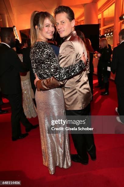 Roman Knizka and his wife Stefanie Mensing during the Goldene Kamera reception at Messe Hamburg on March 4, 2017 in Hamburg, Germany.